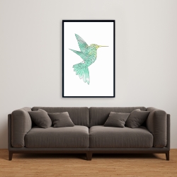 Framed 24 x 36 - Geometric hummingbird