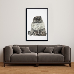 Framed 24 x 36 - Blue gray persian cat