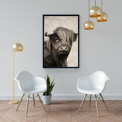 Framed 24 x 36 - Highland cattle sepia