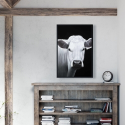 Framed 24 x 36 - White cow