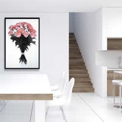 Framed 24 x 36 - Bouquet of coral roses