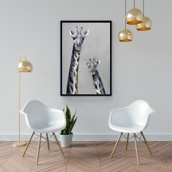 Framed 24 x 36 - Steel blue giraffe