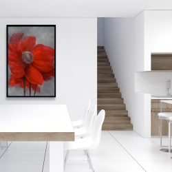 Framed 24 x 36 - Red flower in the wind