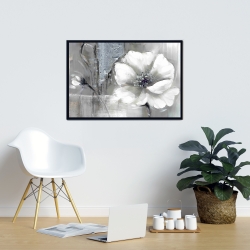 Framed 24 x 36 - Monochrome and silver flowers