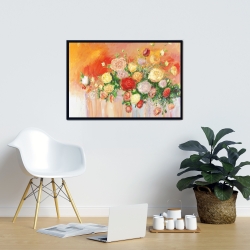 Framed 24 x 36 - Bouquet of multicolor abstract flowers