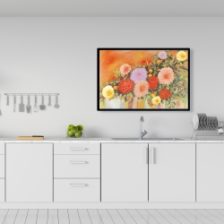 Framed 24 x 36 - Colorful abstract flowers