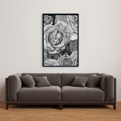 Framed 24 x 36 - Grayscale roses