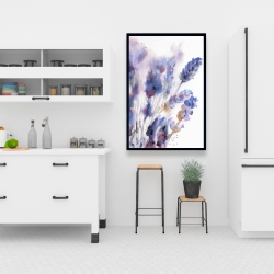 Framed 24 x 36 - Watercolor lavender flowers with blur effect