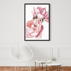 Framed 24 x 36 - Two pink watercolor roses