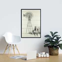 Encadré 24 x 36 - Vieux moulin à vent vintage du texas