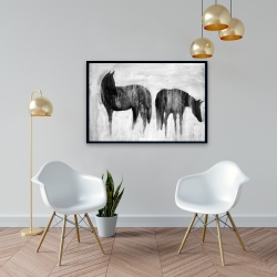 Encadré 24 x 36 - Silhouettes de chevaux dans la brume