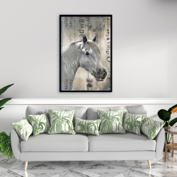 Framed 24 x 36 - Rustic white horse