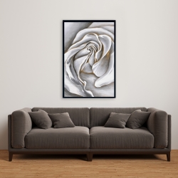 Encadré 24 x 36 - Centre d'une rose blanche