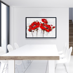 Framed 24 x 36 - Abstract poppy flowers