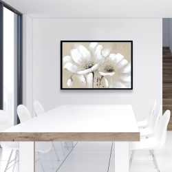 Framed 24 x 36 - White abstract wild flowers