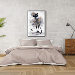 Framed 24 x 36 - Cartoon black cat