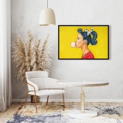 Framed 24 x 36 - Retro woman with beautiful ponytail