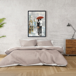 Encadré 24 x 36 - Couple marchant sous leur parapluie