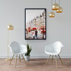 Framed 24 x 36 - European street by a rainy day
