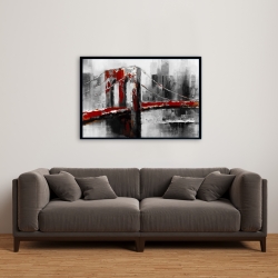 Encadré 24 x 36 - Pont brooklyn abstrait et rouge