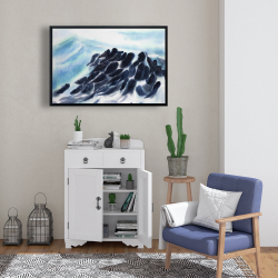 Framed 24 x 36 - Sea waves with paint splash