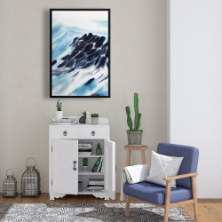 Framed 24 x 36 - Sea waves with paint splash