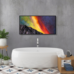 Framed 24 x 48 - Aurora borealis in the mountain