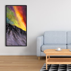 Framed 24 x 48 - Aurora borealis in the mountain