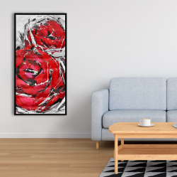 Framed 24 x 48 - Abstract red roses