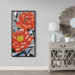 Framed 24 x 48 - Three pink flowers