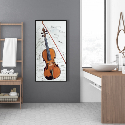 Framed 24 x 48 - Violin on music sheet