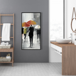 Framed 24 x 48 - Street scene with umbrellas