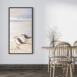 Framed 24 x 48 - Two sandpipers on the beach