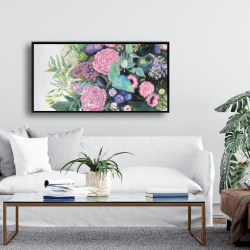 Encadré 24 x 48 - Mélodie de fleurs fuchsia