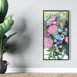 Encadré 24 x 48 - Mélodie de fleurs fuchsia