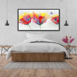 Encadré 24 x 48 - Fleurs colorées et papillon