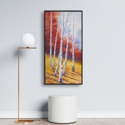 Framed 24 x 48 - Fall landscape with birches