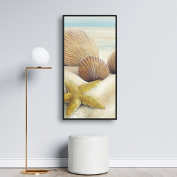 Framed 24 x 48 - Starfish and seashells view on the beach