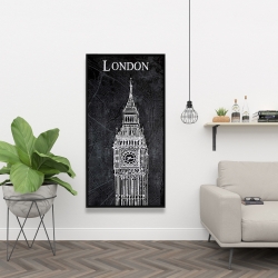 Encadré 24 x 48 - Esquisse du big ben sur fond de carte