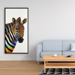 Framed 24 x 48 - Colorful profile view of a zebra