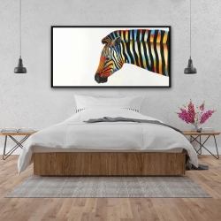 Framed 24 x 48 - Colorful zebra