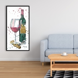 Framed 24 x 48 - Bottle of red wine