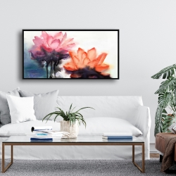 Encadré 24 x 48 - Fleurs de lotus à l'aquarelle