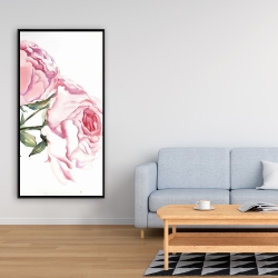 Framed 24 x 48 - Watercolor pink roses