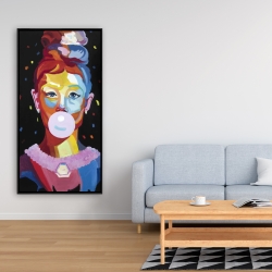 Encadré 24 x 48 - Portrait coloré audrey hepburn avec gomme à mâcher