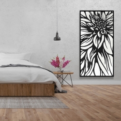 Framed 24 x 48 - Dahlia flower outline style