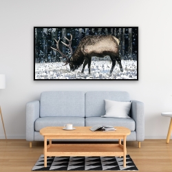 Encadré 24 x 48 - Caribou dans la forêt d'hiver