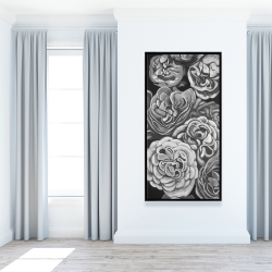 Encadré 24 x 48 - Dahlias en tons de gris