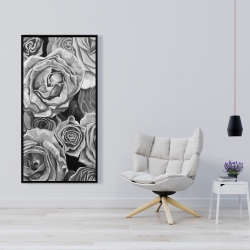 Framed 24 x 48 - Grayscale roses