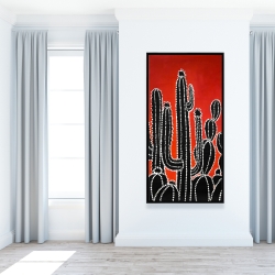 Framed 24 x 48 - Black tall cactus